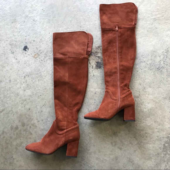 burnt orange thigh high boots